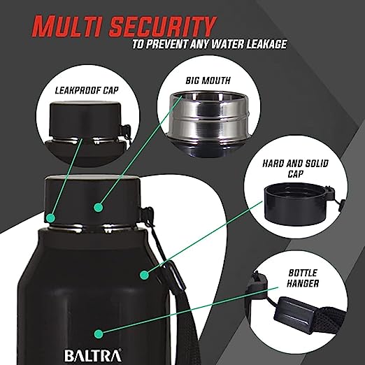 Baltra Jolly Hot & Cold Stainless Steel Water Bottle with Inner Steel and Outer Plastic (Black, 700 ml) Baltra Jolly Hot & Cold Stainless Steel Water Bottle with Inner Steel and Outer Plastic (Black, 700 ml)